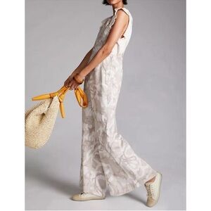 By Anthropologie Flower Camo Wide-Leg Overalls Size S Soft Life Aesthetic Travel